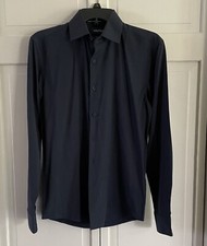 Nautica Men  s Navy Long Sleeve Slim Fit Front Button Shirt Size S