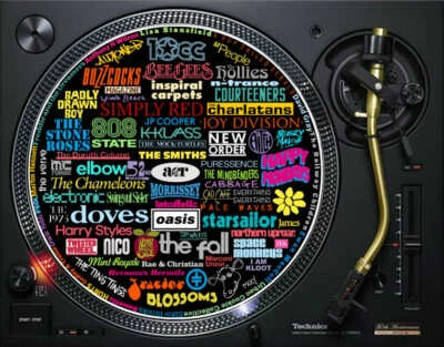 Manchester Music 12" SLIPMAT DJ TURNTABLES Slip Record Vinyl Matt Bands 50s-Now