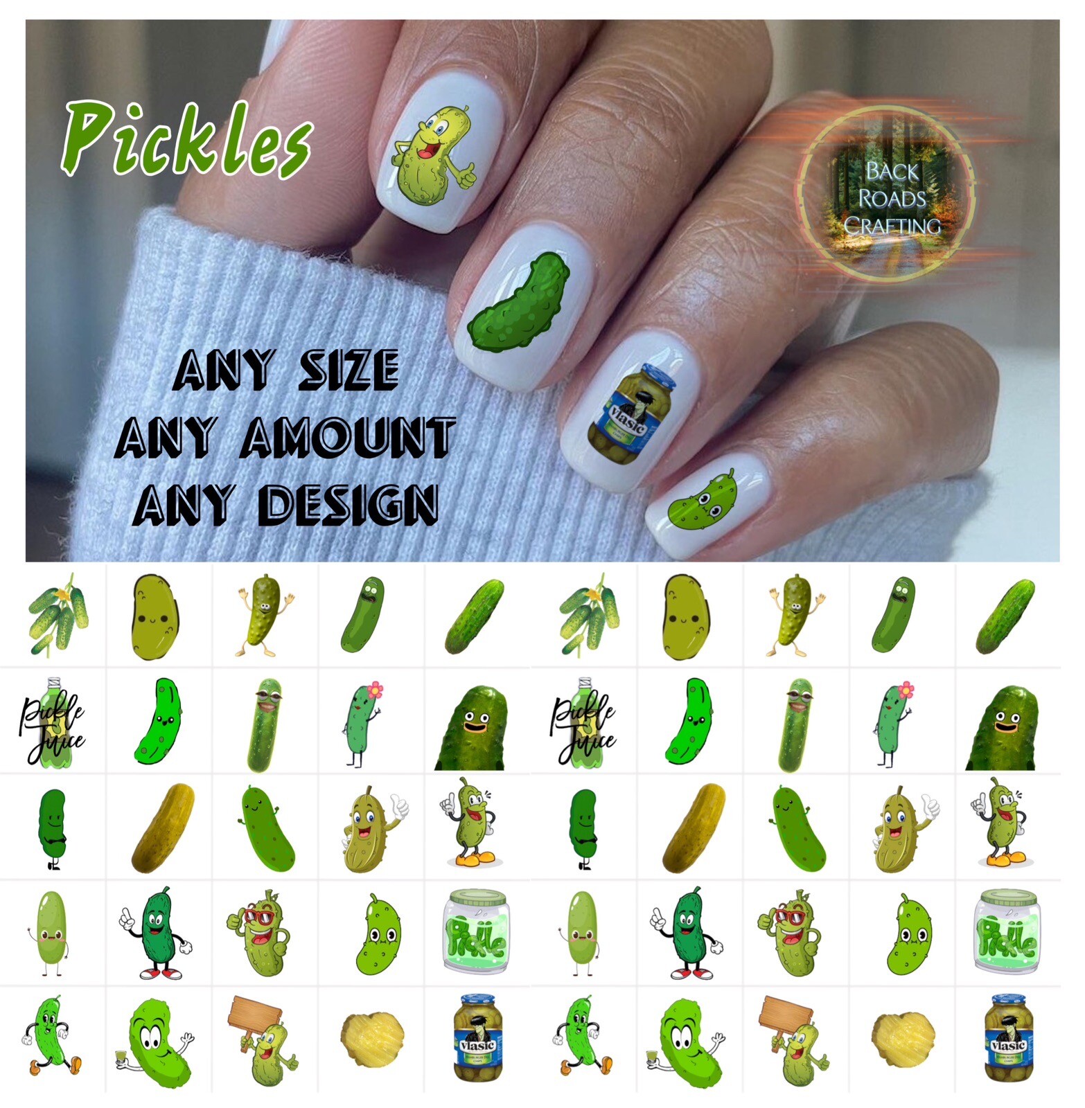 Pickles Waterslide Nail Decals Set Of 50  Instructions & Bonus