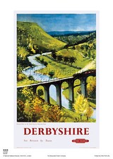 DERBYSHIRE MONSAL VINTAGE RAILWAY TRAVEL POSTER ART ADVERTISING RETRO DALE 