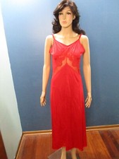 M red NYLON lace trim VINTAGE sleep GOWN by J. C. PENNEY