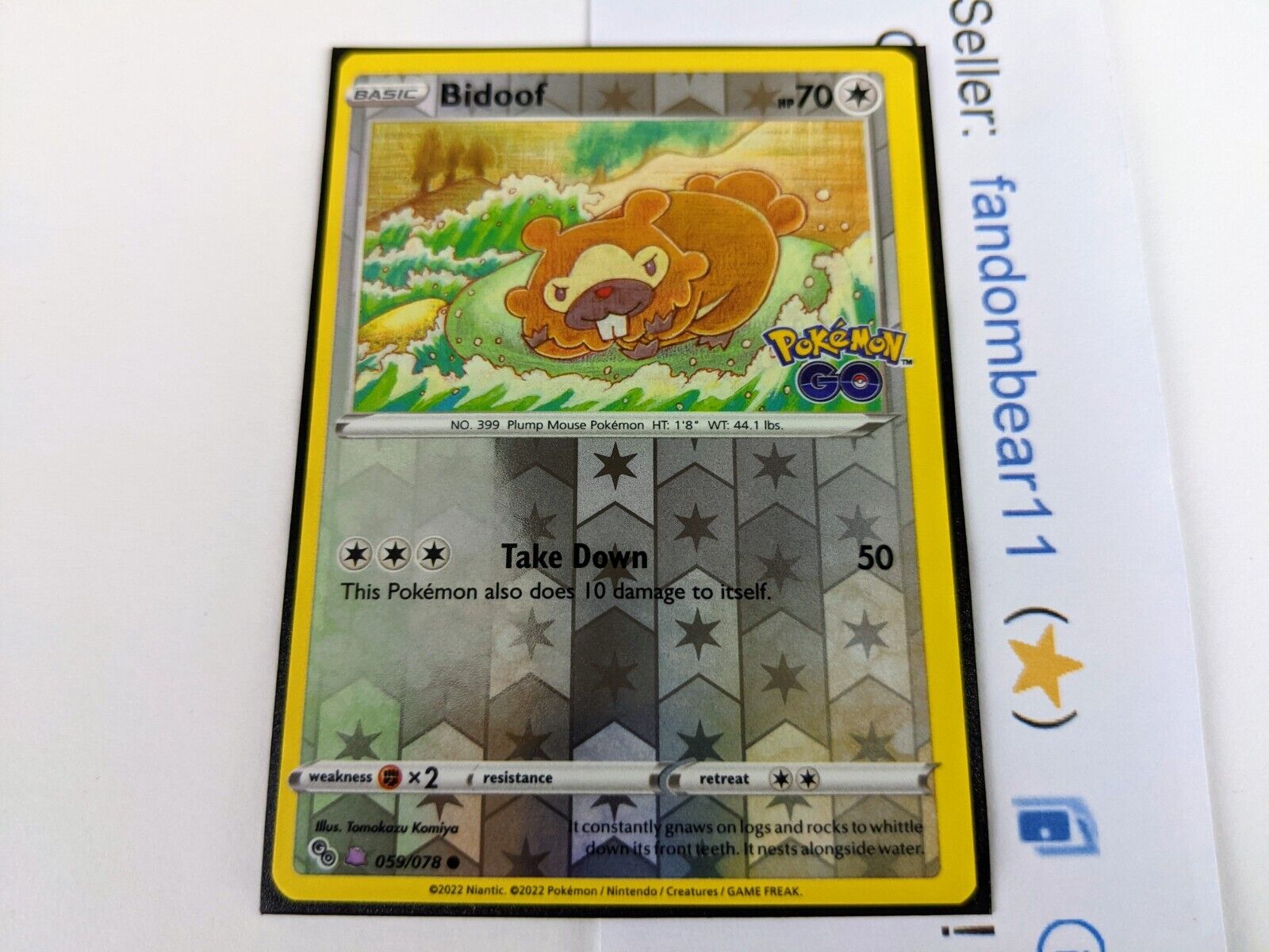 Ditto (Bidoof) - 059/078 - Common Reverse Holo Unpeeled