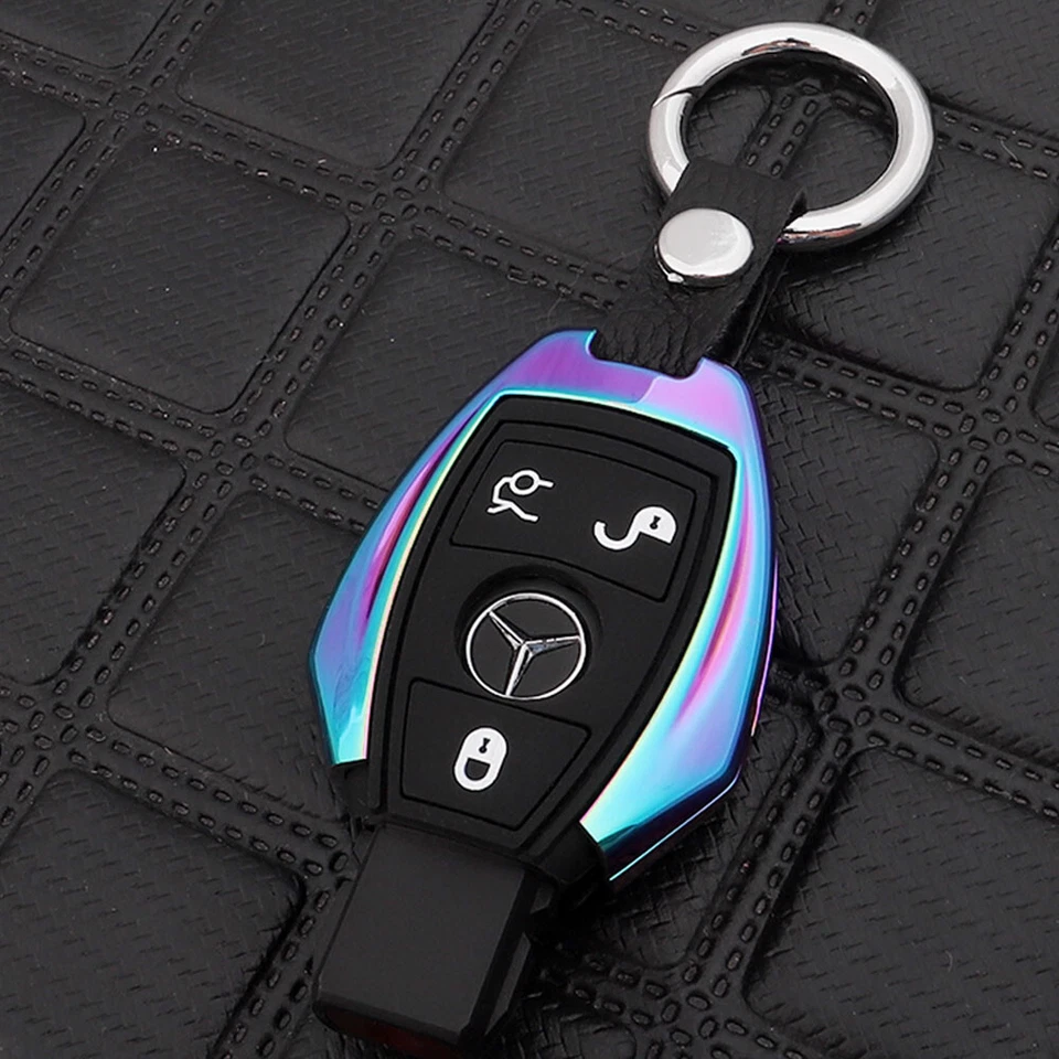 Para Mercedes Benz GLK GLA GLC CLA CLS CLK Color Arco Iris Metal Llavero Cubierta Estuche Foto 2 de 4