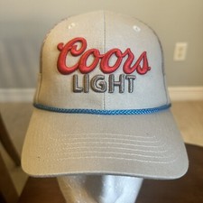 Coors Light Beer Logo Snapback Trucker Hat Mesh Back Adjustable Cap w/Rope OSFM