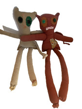 2 Handmade Ugly Dolls Voodoo Scary Cloth Cat Upcycled 22 inch