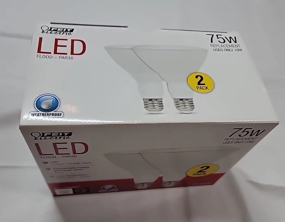 New FEIT Electric PAR38 75W LED Dimmable Bulbs 3000K Bright White 2-Pack - Image 2 of 4