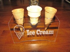 Engraved Acrylic Triple Ice Cream Cone Holder Tray Display Stand Rack Party