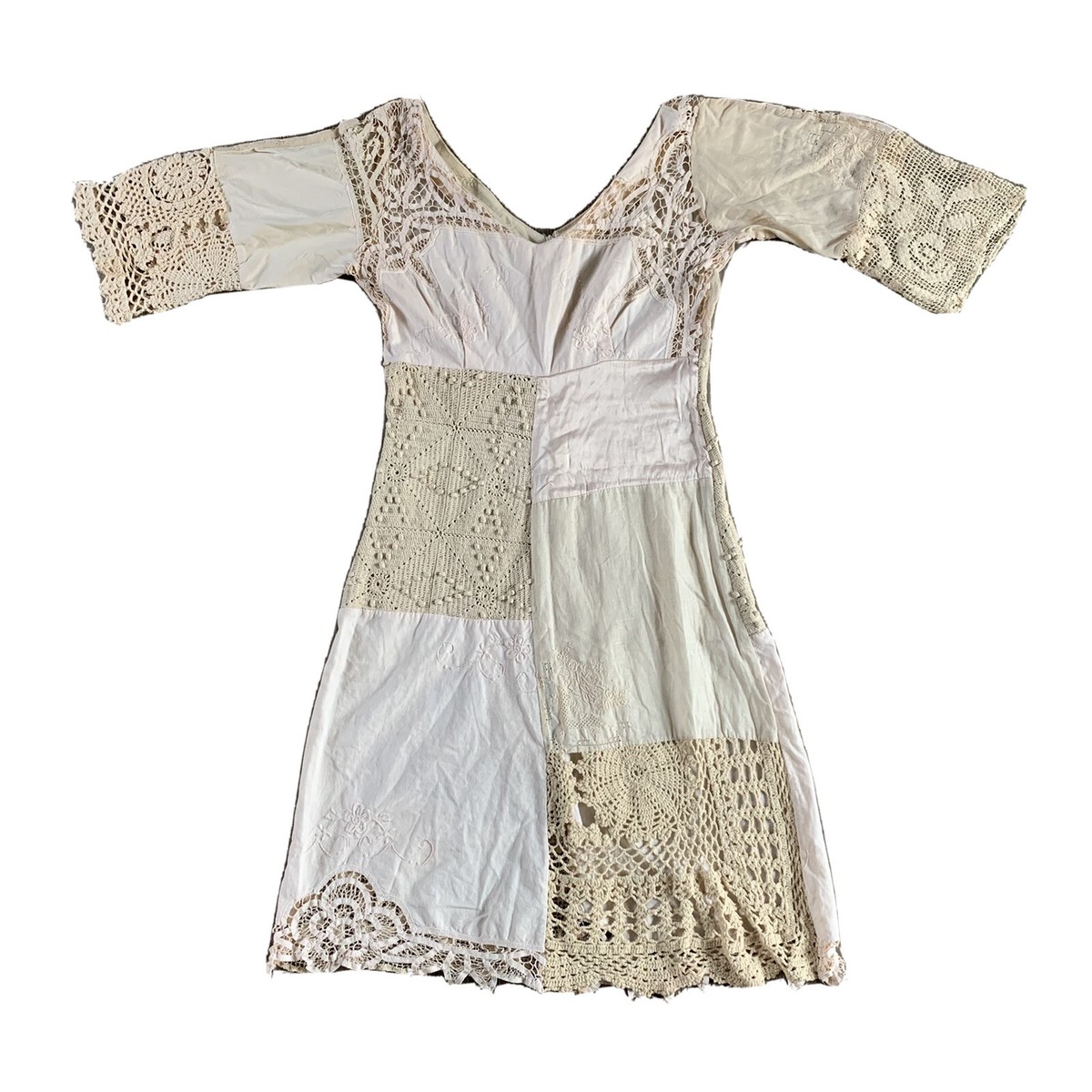 Vintage 90s Does Edwardian CLAUDETTE Cream Beige Cotton & Lace 