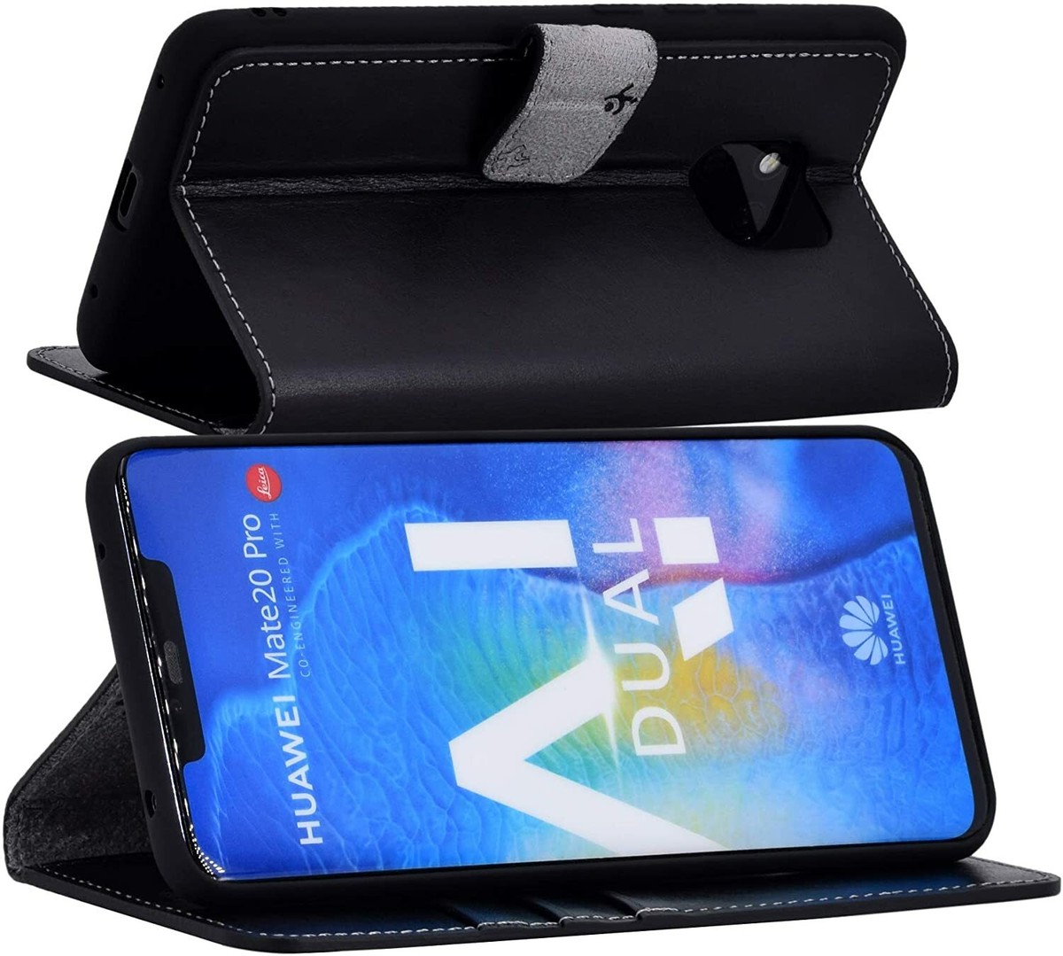 Custodia A Portafoglio In Pelle PU Per Huawei Mate 20 Lite | Con Supporto Magnetico E Cinturino | 3 Slot Per Carte | Colore Artico