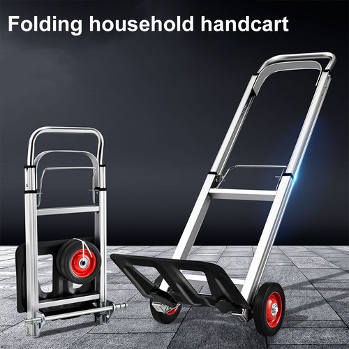 Folding Hand Truck ,300 lb Capacity Aluminum Portable Cart with PP+EVA Wheels