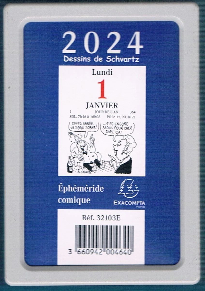 Exacompta - Bloc éphéméride comique sans support 6,5 x 9,7 cm 2024