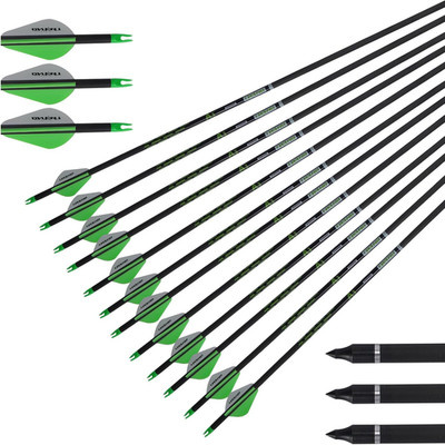 32'' Carbon Arrows Archery Target Practice Hunting Arrows with Shaft Spine 400 wi
