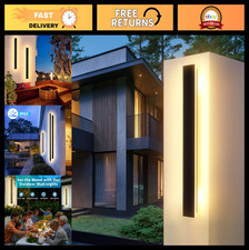 31.5in LED Outdoor Wall Sconce - Waterproof Black Modern Light Fixture 3000K 26W