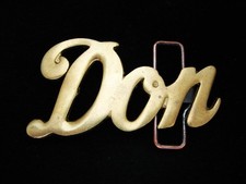 NG09126 NOS VINTAGE 1970s/80s CUT-OUT SCRIPT NAME  DON  SOLID BRASS BUCKLE