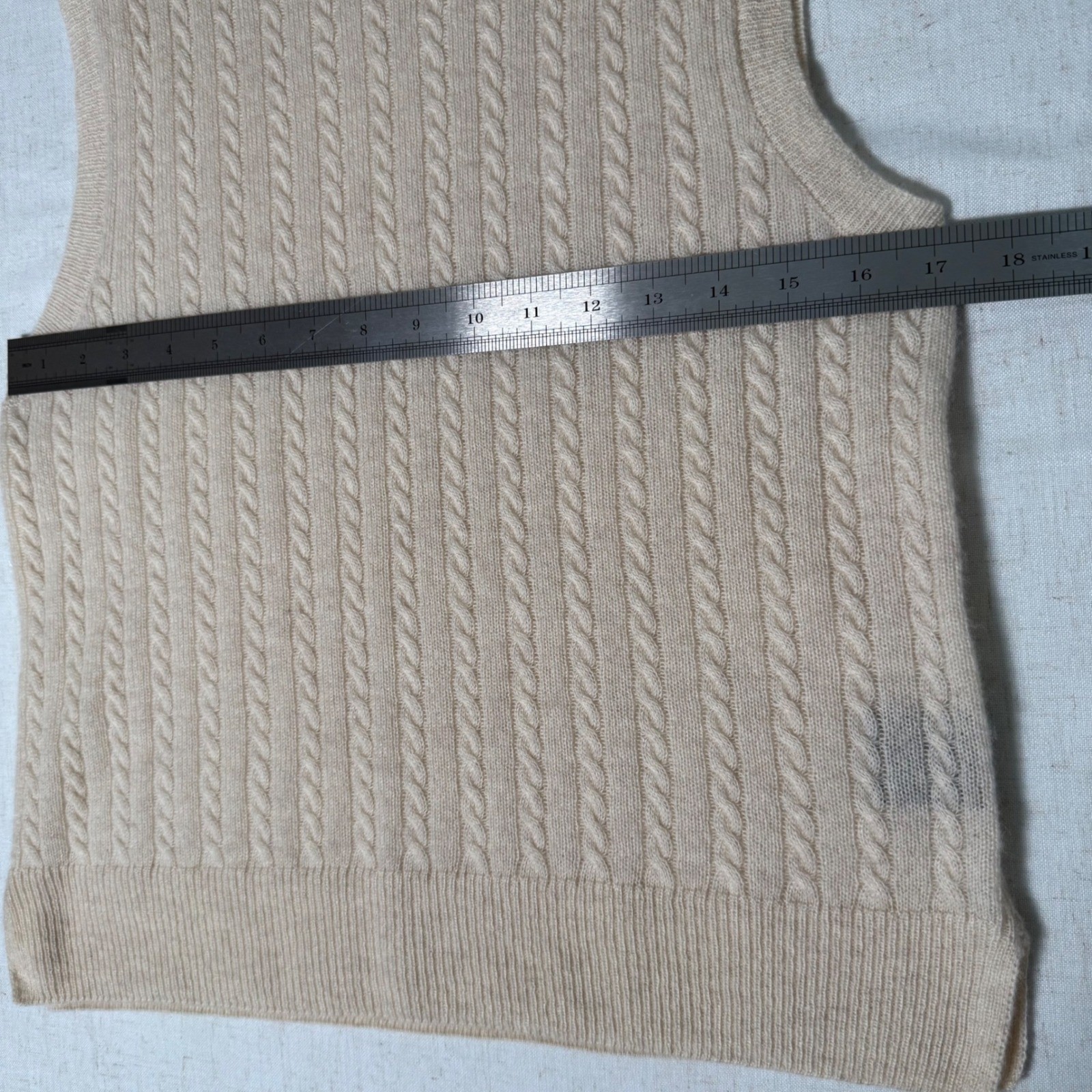 House of Harlow 1960 100percent Cashmere Sleeveless Vest Beige L Semi Sheer Luxury image 9