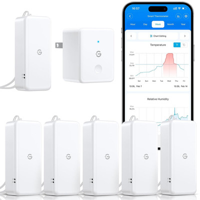 2.0 Wifi Hygrometer Thermometer 6 Pack, Smart Humidity Temperature Sensor with A