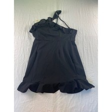 MQCVC Black One Shoulder Ruffle Mini Dress XL Cocktail Party Adjustable Strap