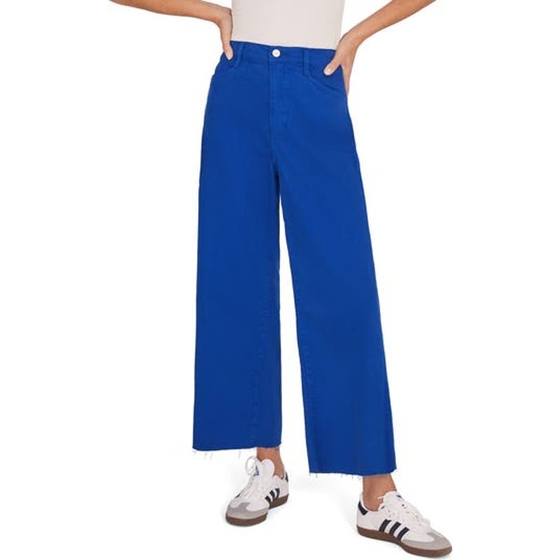 Favorite Daughter The Mischa Raw Hem Wide Leg Jeans in Electric Blue