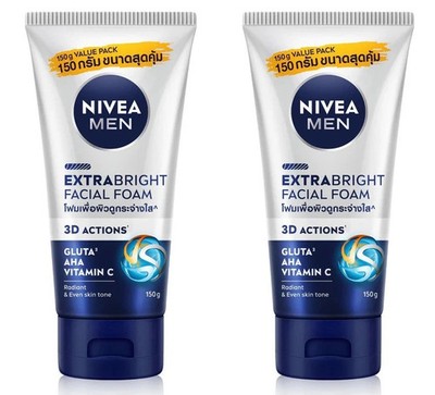 2 x Nivea Men Extra Bright Foam 150g Gesichtsreiniger 10x Power Tiefenreinigung