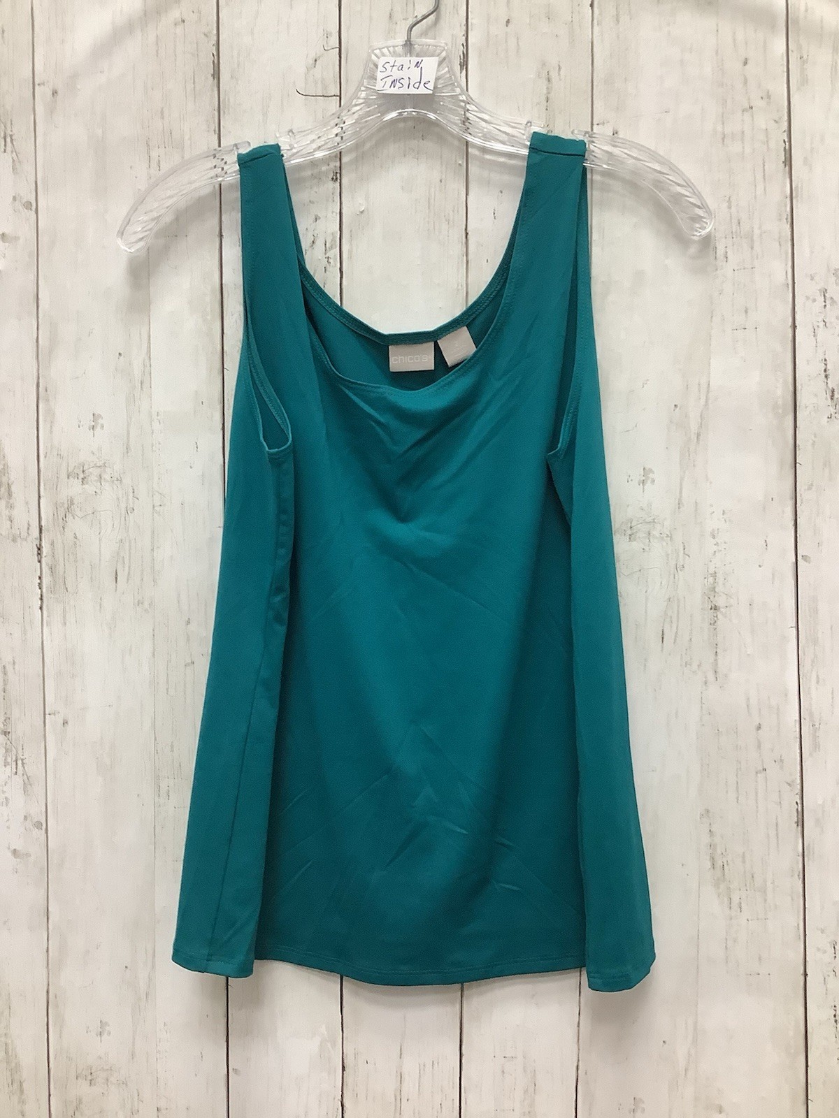 Chico's Travelers Teal Scoop Neck Sleeveless Tank Top Shell Blouse - Size 2 (L)