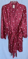Delicates Woman Red Hearts Liquid Satin Short Robe Size 2X