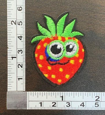 Cartoon Strawberry Happy Face Embroidered Iron On Patch
