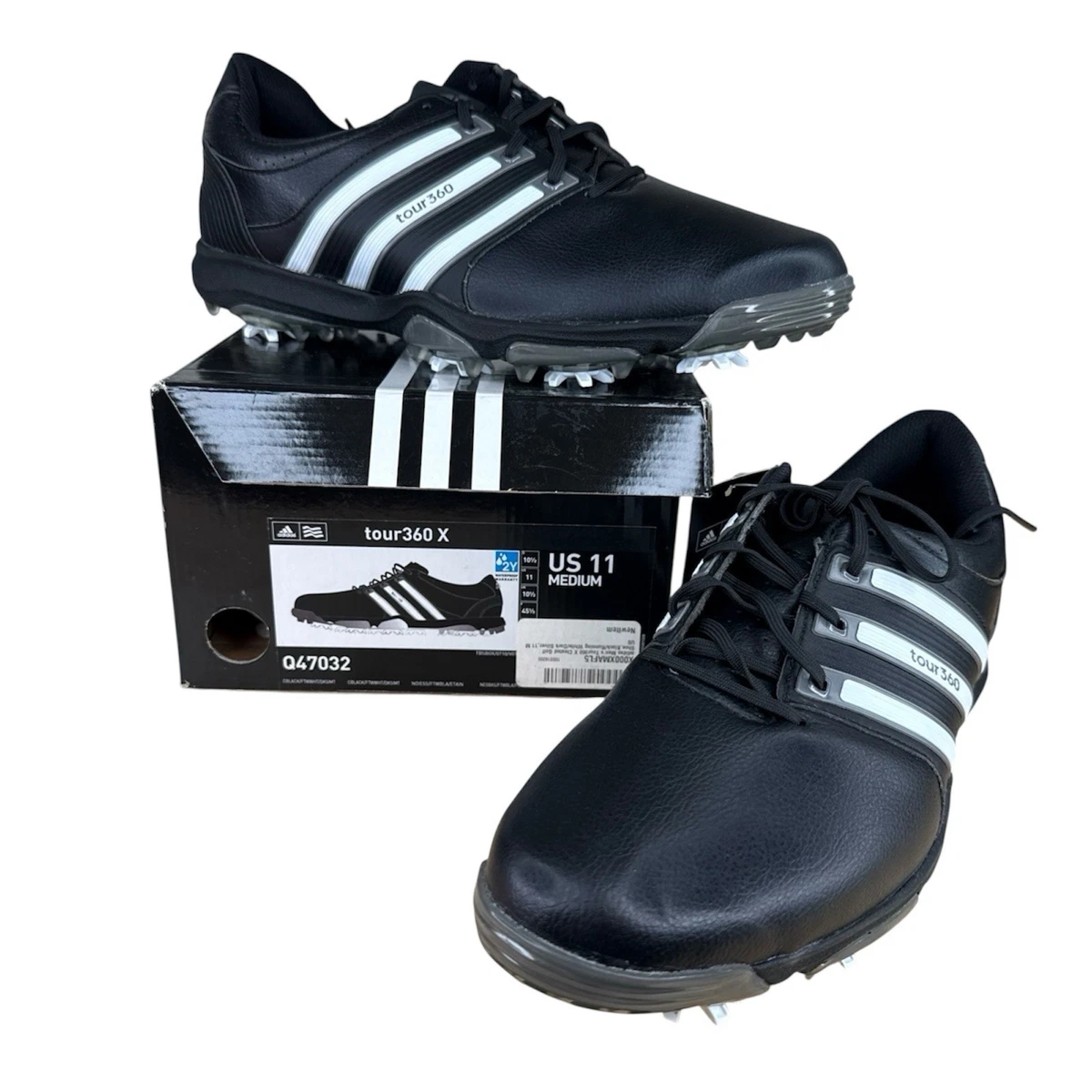 Adidas Adizero Size 11 Men\'s Tour Black Lace Up Low Golf Soft Spikes Golf Shoes adidas Men main image 3