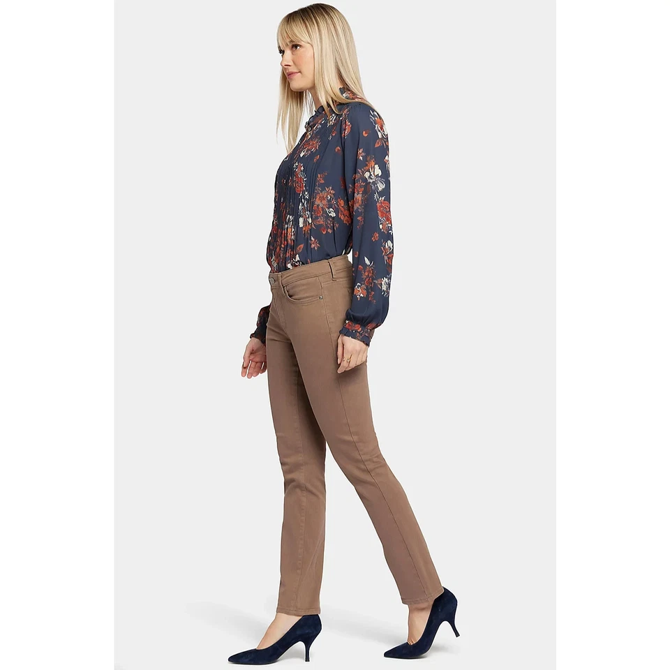 NYDJ Sheri Slim Jeans Size 10 US 6 Taupe Brown Cotton Stretch Denim - Image 4 of 4