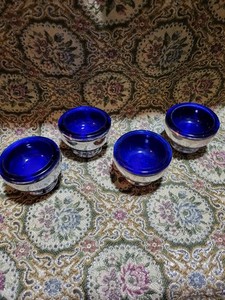 Silver And Cobalt Salt Cellars 4pc