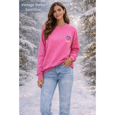 Vintage Steba Sportline Ski Sweatshirt Women's L Pink Graphic Crewneck Swiss
