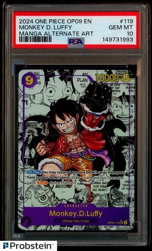 2024 One Piece OP09 En Manga Alternate Art #119 Monkey D. Luffy PSA 10 GEM MINT