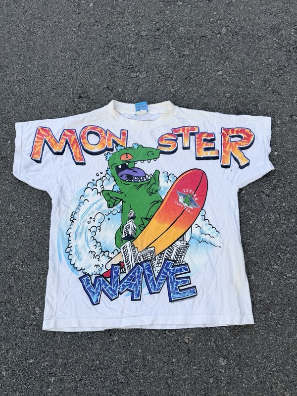 Crazy 90s MONSTER Rugrats Tee Nickelodeon Surfing T Shirt Youth Large