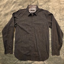 New Nigel Hall Shirt Black Pinstripe Size Medium