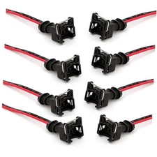 Fuel Injector Connector, Injector Socket with Extended Pigtail 8 PCS Black