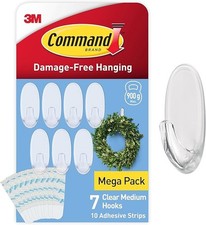 Command Clear Medium Hooks with Clear Strips, Multi Pack of 7 Hooks + 10 Adhesiv 1.29 per strip