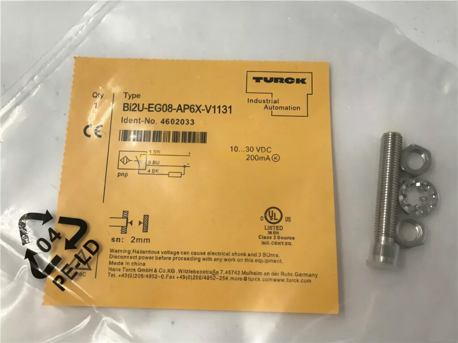 BI2U-EG08-AP6X-V1131 New Sealed Turck Proximity Switch BI2U-EG08-AP6X-V1131