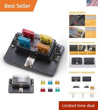 Heavy Duty 4-Way Fuse Block Holder with LED Indicator  12 Blade Fuses Included