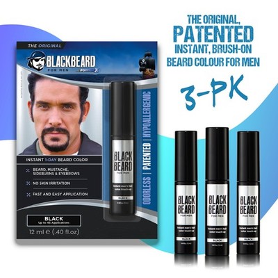 Blackbeard for Men Instant Beard Color   Beard Dye Alternative   12ml / 3 pk