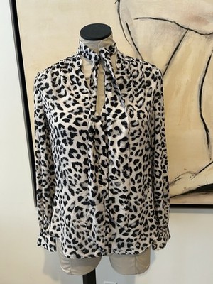 Express, Leopard Print, Porofino Blouse With Necktie Size S