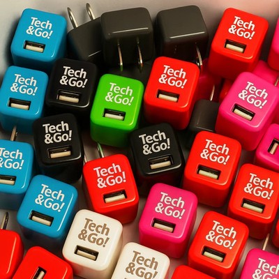 Tech&Go! Fashion Mini USB Wall Chargers, Mixed Colors, Bulk Wholesale LOT