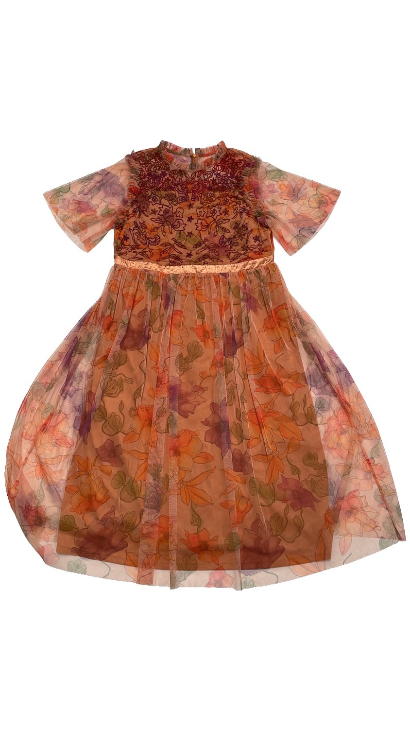 Vestido de malla Joanna Hope naranja para mujer talla UK22 floral adornado...