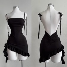 2025 Sexy Sleelveless Backless Mini Dress Women Summer Europe America Lace Up Bo
