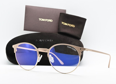 Tom Ford Brille TF5548 B 083 49-19 145 Blue Block Lens Panto Sand Matt Gold Etui