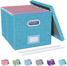 File Organizer with Lid, File Box, File Cabinet for Letter File Folder Storage,