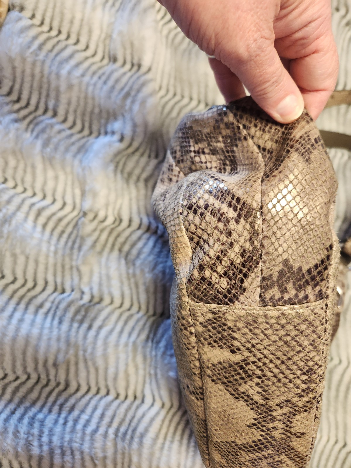 Coach Maggie Python Madison Embossed Leather Beig… - image 11