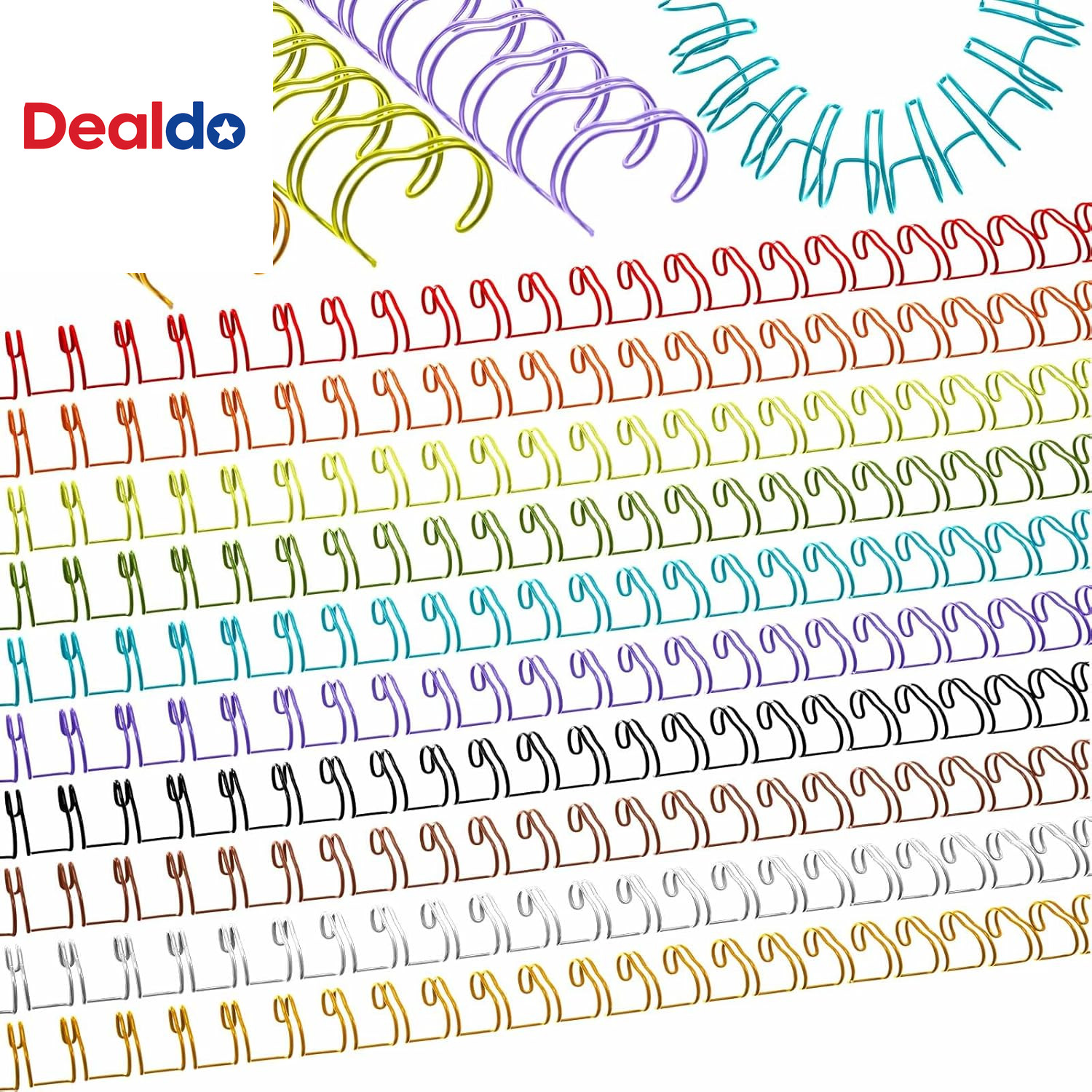 50 Pack 9 16 Double Loop Binding Wires 2 to 1 Pitch 23 Ring Metal Multicolor