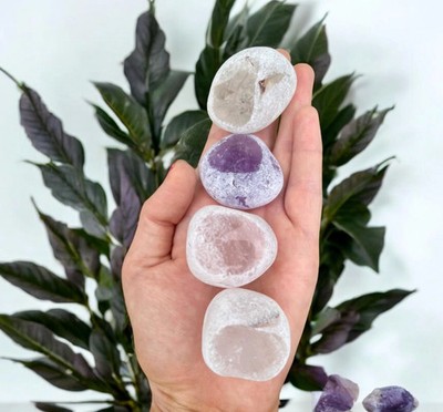 Drachenei: Seherstein Rauchquarz, Amethyst, Rosenquarz
