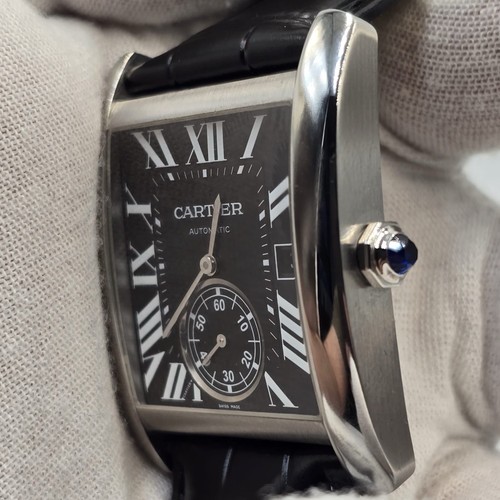 Cartier Tank MC 3589 W5330004 Stainless Black Dial Automatic Men's Watch 34mm - Picture 2 of 10