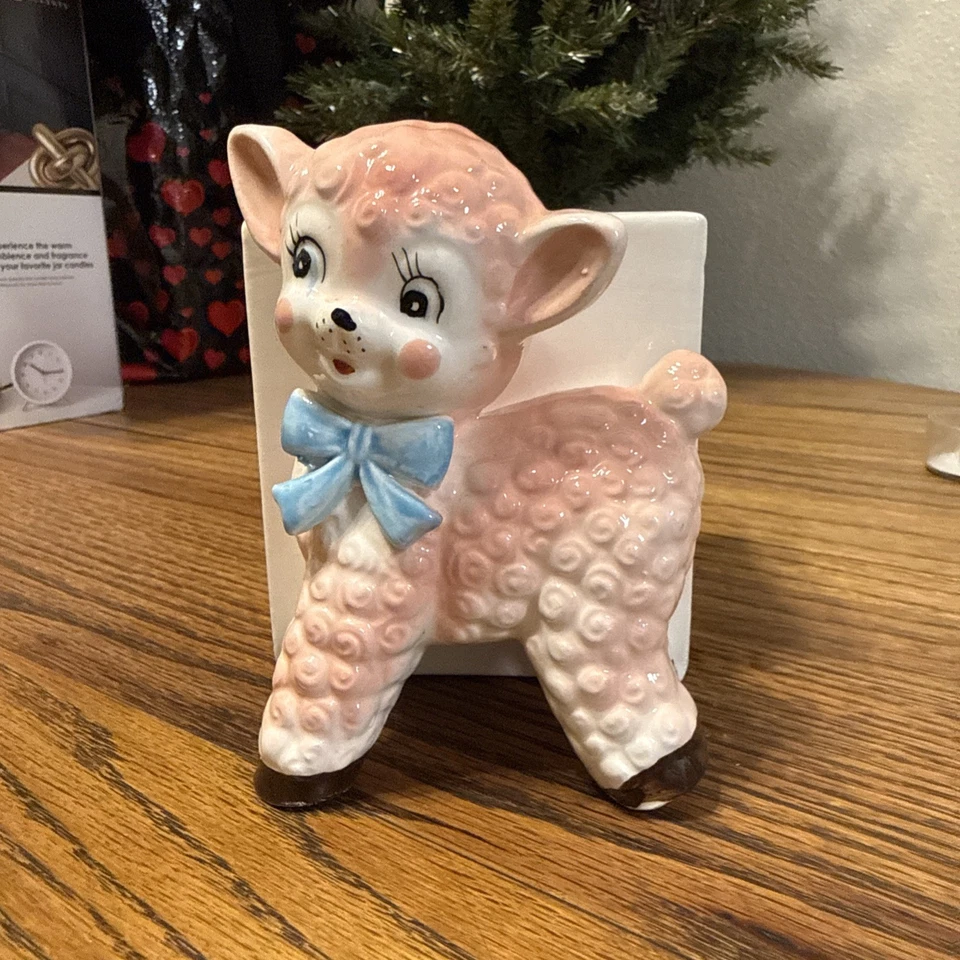 Lámpara de cerámica vintage para bebé cordero decoración de granja para habitación de bebé Foto 4 de 4