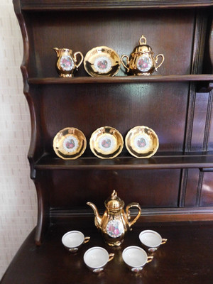 1950/1960 Fluted Foreign Gold Couples Teeservice Teekanne Tassen Untertassen Made in Japan